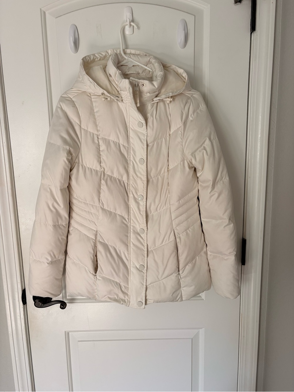 Tommy Hilfiger Cream Quilted Hooded Puffer Jacket Women’s